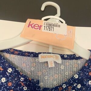 Kensie Girl Navy and White Floral Top